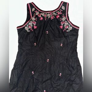 Ultra Dress New York Women’s Size 14 Black Linen Blend Maxi Dress Pink Floral